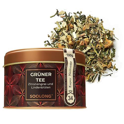 Soolong Nr. 34 Premium Japanischer Grüntee mit Zitronengras und Lindenblüten - Frisch und leicht umami - Nachhaltiger loser Tee - Dose 100g - Sense Japan von Soolong