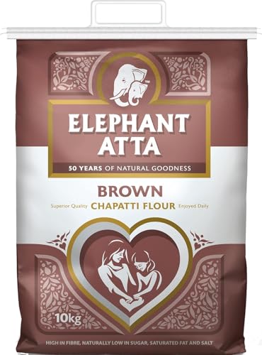 Elephanta Atta Braunmehl - Vollkorn Weizenmehl für Chapatti, 10kg, 1 Packung - Perfekt für authentische indische Brote, reich an Ballaststoffen und Nährstoffen von Soul Mantra