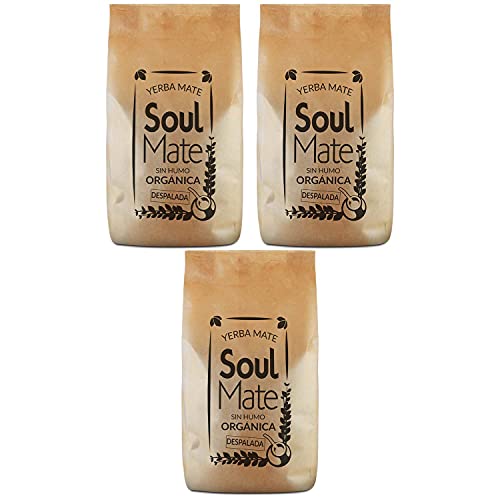 Mate Tee Soul Mate Rauchfrei Despalada Bio 1500g(3x500g) 100% Bio Yerba Mate Tee Ohne Stängel Yerba Mate Stark stimulierend natürlich und glutenfrei von Soul Mate