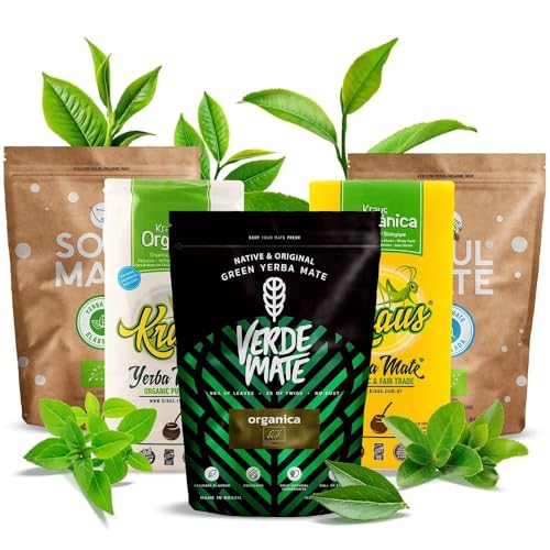 Yerba Mate Bio-Set 5x500g – 5 Sorten Yerba Mate: Verde Mate Green Organica, Soul Mate Sin Humo Despalada & Elaborada, Kraus Pure Leaf & Orgánica Traditional von Soul Mate