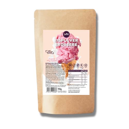 Eispulver Erdbeere von Soulfood LowCarberia 90g - Für 400g Eiscreme - 95% weniger Zucker von Soulfood LowCarberia