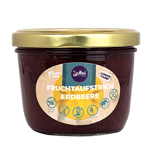 Soulfood Lowcarberia Erdbeer Fruchtaufstrich homemade, 1er Pack (1 x 220 g) von Soulfood Lowcarberia