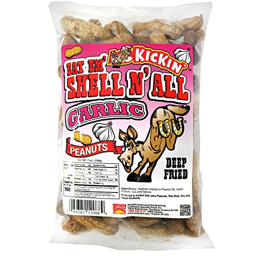 KICKIN' Eat Em Shell N All Gebratene ganze Erdnüsse (würziger Knoblauch) von Southwest Specialty Food, Inc.