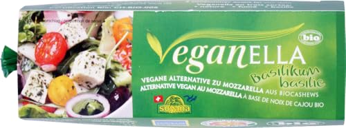 Veganella Basilikum - pflanzliche Alternative zu Mozzarella 12 x 200 gr von Soyana