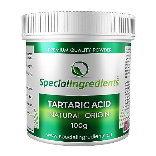 Special Ingredients Weinsäure Pulver (Tartaric Acid) - Premium Qualität Extra Feines Pulver - Vegan, GVO-frei, Glutenfrei - Recycelbarer Behälter (100g) von Special Ingredients