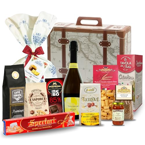 Speciale Italia - Reise in den Geschmack Geschenkbox, Strenna in Form eines Koffers mit Panettone, Sekt und anderen gastronomischen Produkten [11 Stück] von Speciale Italia