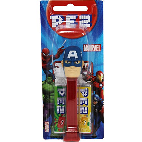 Pez Marvel Captain America mit rotem Fuß 2 Päckchen Bonbons 17g von Spender