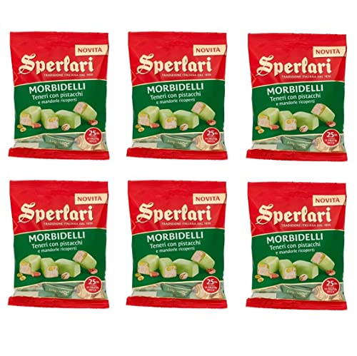 6x Sperlari Morbidelli Torroncini Teneri alle Mandorle e Pistacchi Ricoperti Weicher Nougat mit Mandeln und Pistazien 117g von Sperlari S.r.l.