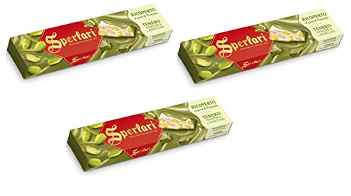 3x Sperlari Torrone Tenero Mandorla e Pistacchio Weicher Nougat Mandel und Pistazien Traditioneller Italienischer Weihnachtskuchen 200g von Sperlari