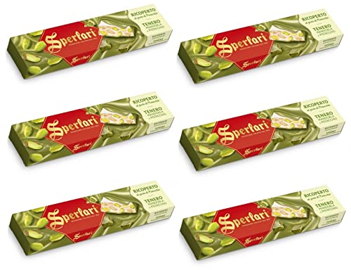 6x Sperlari Torrone Tenero Mandorla e Pistacchio Weicher Nougat Mandel und Pistazien Traditioneller Italienischer Weihnachtskuchen 200g von Sperlari