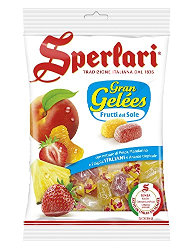 Sperlari - Verschiedene Gran Gelèes Bonbons Frutti del Sole, intensiver Fruchtgeschmack: Pfirsich, Mandarine, Erdbeere und Ananas - 18 Beutel mit 175 g von Sperlari