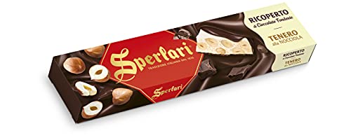 Sperlari - Weicher Turron, Torrone, Weicher Haselnussnougat mit dunklem Schokoladenüberzug, glutenfrei - 200g von Sperlari