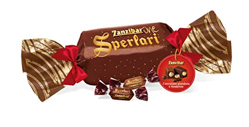 Sperlari Zanzibarone Elegante Confezione Regalo Torroncini Zanzibar Gianduia e Fondente Senza Glutine Geschenkbox Gianduia und Dunkler Nougat Glutenfrei 350g von Sperlari