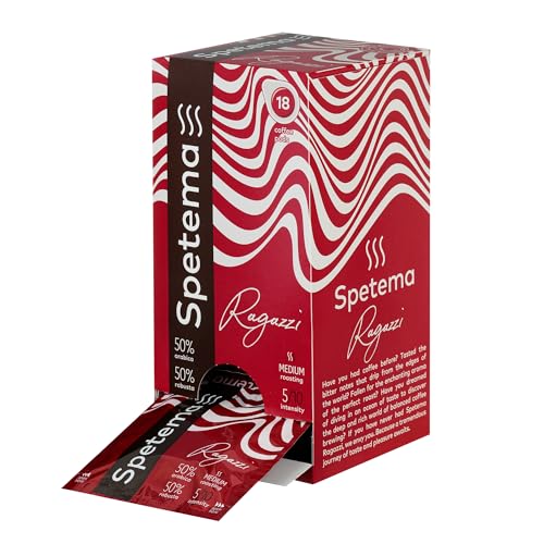 Spetema Pads ESPRESSO RAGAZZI, Intensität 5/10, Mittlere Röstung, 50% Arabica & 50% Robusta, 18 E.S.E Kaffeepads für Pad-Maschinen, (1 Box x 18 Pads) von Spetema