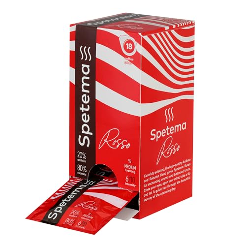 Spetema Pads ESPRESSO ROSSO, Intensität 6/10, Mittlere Röstung, 20% Arabica & 80% Robusta, 18 E.S.E Kaffeepads für Pad-Maschinen, (1 Box x 18 Pads) von Spetema