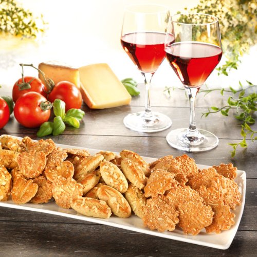 Käsegebäck Biscuits au fromage (400g) Herzhaftes und pikantes Käsegebäck - Geschmacksrichtungen: Gouda, Parmesan, mediterranen Gewürzen und Tomate - Basilikum (1 Set) von Spezialitäten G. Schulteis GmbH