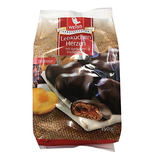 Weiss gefüllte Lebkuchen-Herzen, Zartbitter-Schokolade 6 x 150 g von Spezialitäten-Haus G. Schulteis GmbH