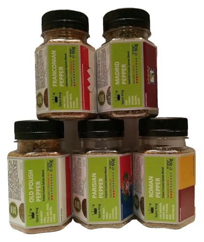 Spice King Fusion Pfeffer-Set – Französisch, Deutsch, Italienisch, Polnisch, Spanisch – 4 x 50 g + 1 x 60 g von Spice King