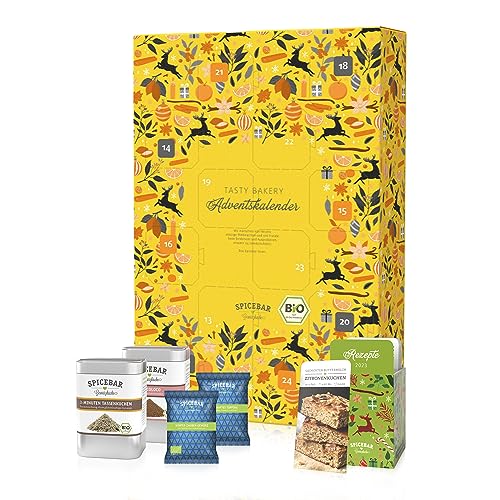 Spicebar Back-Adventskalender 2023 | 24 BIO-Backzutaten + 23 passende Rezepte mit Rezptsammelbox | ideal für Frauen und Männer von Spicebar Gewürzküche