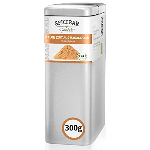 Spicebar - Ceylon Zimt Bio - feiner Zimt gemahlen im praktischen Gewürz-Streuer - Zimt Pulver mit wenig Cumarin aus Madagaskar (300g) von Spicebar Gewürzküche