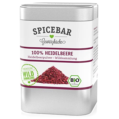 Spicebar Heidelbeerpulver Bio - 50 Gramm - Fruchtpulver gefriergetrocknet aus 100% Heidelbeeren/Blaubeeren - ideal für Porridges, Smoothies, zum Backen oder als Topping für Quarkspeisen von Spicebar Gewürzküche