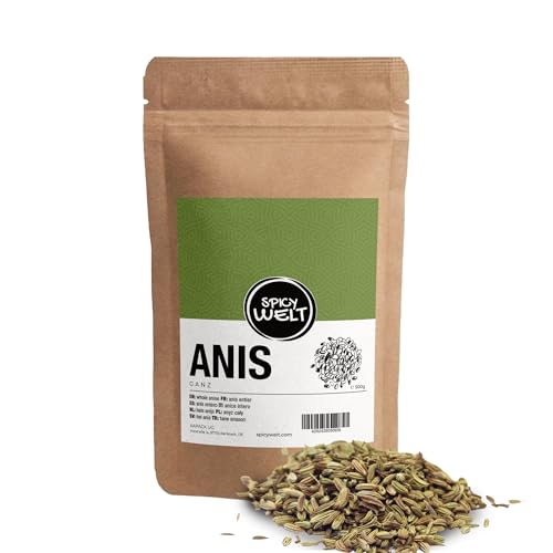 Spicy Welt Anis Ganz – Ganze Anissamen in Premium-Qualität für Backen, Tee & Desserts | Süß-aromatischer Geschmack | 100% naturrein, ohne Zusätze (500g) von Spicy Welt