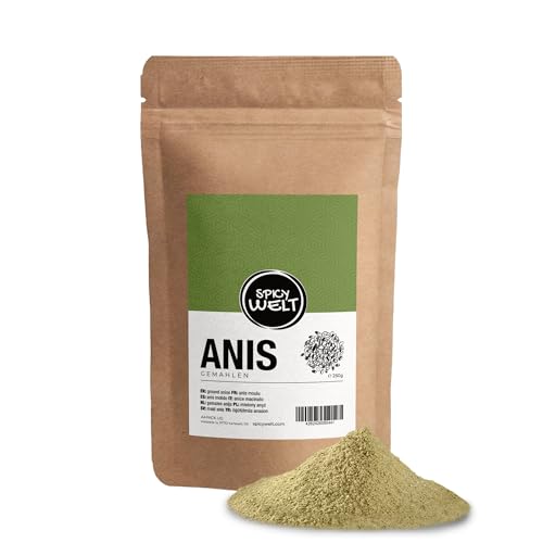 Spicy Welt Anis Pulver (100g) – Fein Gemahlenes Anispulver in Premium-Qualität für Backen, Tee, Desserts & Gewürzmischungen | Süßlich-Aromatischer Geschmack | 100% Naturrein, Ohne Zusätze von Spicy Welt