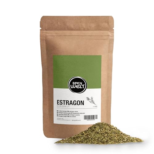 Spicy Welt Estragon Gerebelt (100g) – Fein Gerebelte Estragonblätter in Premium-Qualität für Fisch, Geflügel, Salate & Saucen | Fein-herbes Aroma | 100% Naturrein, Ohne Zusätze von Spicy Welt