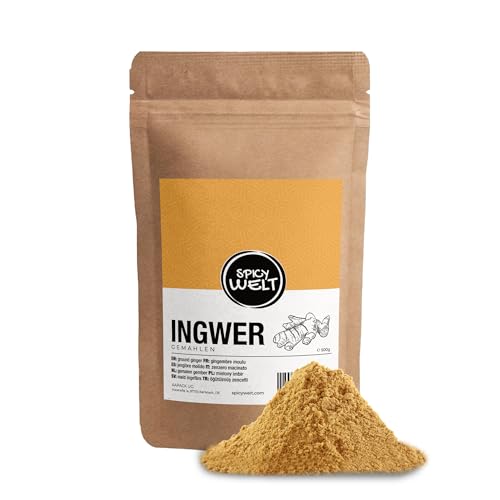 Spicy Welt Ingwer Pulver (500g) – Fein Gemahlenes Ingwer für Tee, Suppen, Saucen & Gebäck | Exotisch Würzig & Aromatisch | 100% Naturrein, Ohne Zusätze von Spicy Welt