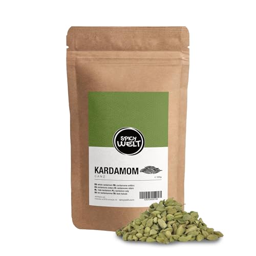 Spicy Welt Kardamom Ganz (100g) – Ganze Kardamomkapseln in Premium-Qualität für Backen, Kochen & Tees | Intensiv Aromatisch & Vielseitig | 100% Naturrein, Ohne Zusätze von Spicy Welt