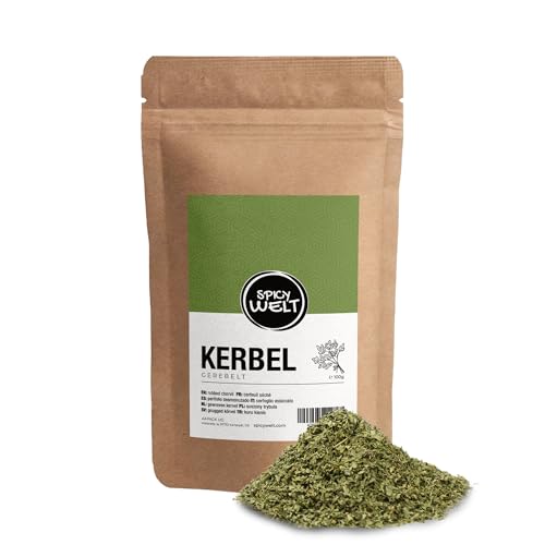 Spicy Welt Kerbel Gerebelt (100g) – Gerebelte Kerbelblätter in Premium-Qualität für Suppen, Saucen, Salate & Dips | Aromatisch & Vielseitig | 100% Naturrein, Ohne Zusätze von Spicy Welt