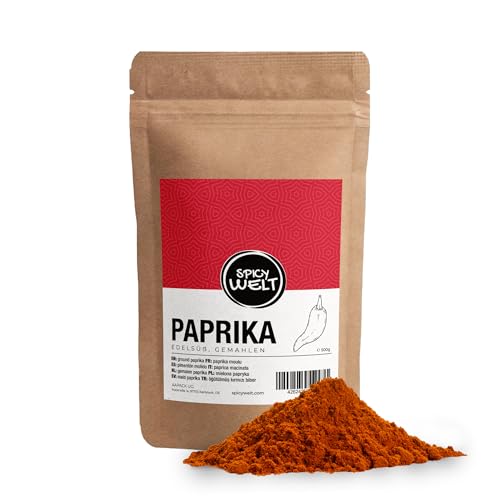 Spicy Welt Paprika Edelsüß Pulver (1kg) – Gemahlener Edelsüßer Paprika für Fleisch, Gemüse & Saucen | Feines Aroma & Leuchtende Farbe | 100% Naturrein, Ohne Zusätze von Spicy Welt