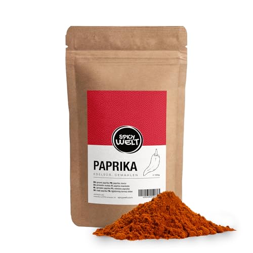 Spicy Welt Paprika Edelsüß Gemahlen (250g) – Mildes, Fein Gemahlenes Paprikapulver in Premium-Qualität für vielfältige Gerichte | Hochwertiges Gewürz, 100% Naturrein, Ohne Zusatzstoffe von Spicy Welt