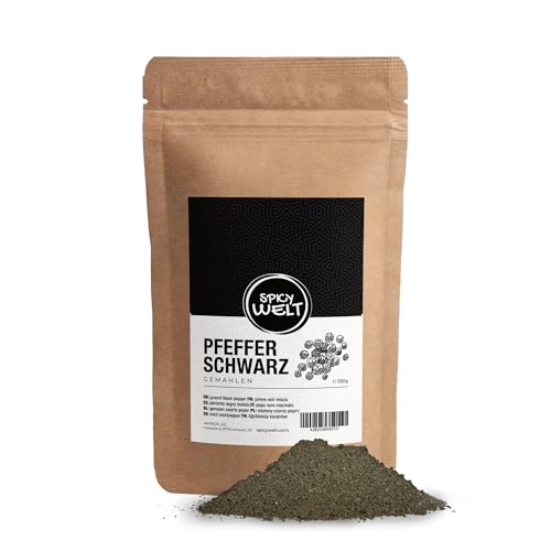 Spicy Welt Schwarzer Pfeffer Gemahlen (1kg) – Fein Gemahlenes Pfefferpulver in Premium-Qualität für Suppen, Saucen, Fleisch & Gemüse | Voller Geschmack | 100% Naturrein, Ohne Zusätze von Spicy Welt