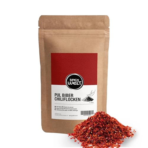 Spicy Welt Pul Biber Chiliflocken Scharf (250g) – Scharfe Chiliflocken in Premium-Qualität für Döner, Kebap & Würzige Gerichte | Intensiver Geschmack | 100% Naturrein, Ohne Zusätze von Spicy Welt