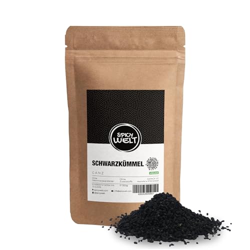 Spicy Welt Schwarzkümmel Ganz (500g) – Ganze Schwarzkümmelsamen in Premium-Qualität für Backen, Kochen, Salate & Gewürzmischungen | Aromatisch & Vielseitig | 100% Naturrein, Ohne Zusätze von Spicy Welt