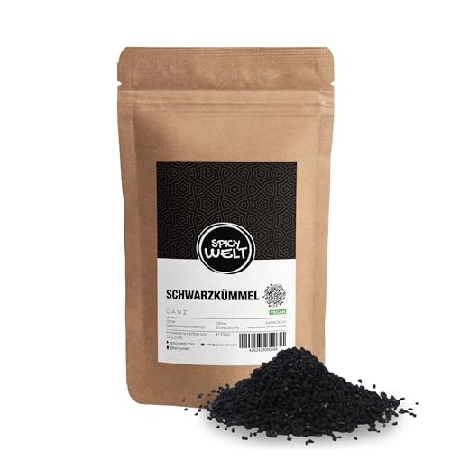 Spicy Welt Schwarzkümmel Ganz (100g) – Ganze Schwarzkümmelsamen in Premium-Qualität für Backen, Kochen, Salate & Gewürzmischungen | Aromatisch & Vielseitig | 100% Naturrein, Ohne Zusätze von Spicy Welt