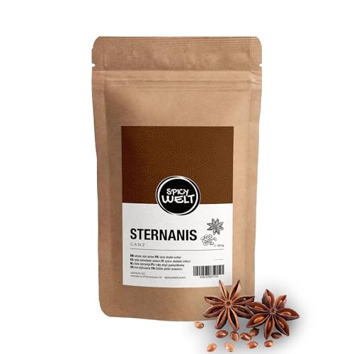 Spicy Welt Sternanis Ganz (250g) – Ganze Anissterne für Backen, Kochen & Teemischungen | Vielseitig Einsetzbar & Intensiv im Geschmack | 100% Naturrein, Ohne Zusätze von Spicy Welt