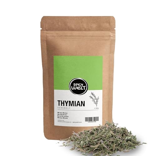 Spicy Welt Thymian Gerebelt (250g)– Thymian für Tee, Mediterrane Gerichte, Fleisch, Suppen & Saucen | Intensiver Geschmack & Vielseitig Einsetzbar | 100% Naturrein, Ohne Zusätze von Spicy Welt