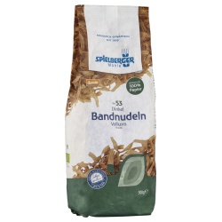 Dinkel-Vollkorn-Bandnudeln in Papierverpackung von Spielberger