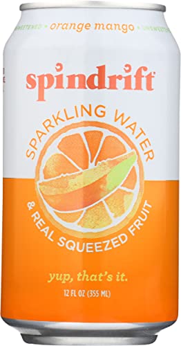 Spindrift Wassersprudelndes Wasser, Orange Mango Aroma, 300 ml, 24 Stück von Spindrift