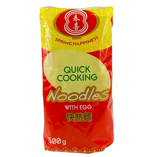 Spring Happiness - 1x Premium schnellkochende Quick Cooking Noodles 500 g (mit Ei, with Egg) - Traditionell asiatische Nudeln perfekt für Wok & Mie-Gerichte - Schnellkochnudeln Noodle als Bratnudeln von Spring Happiness