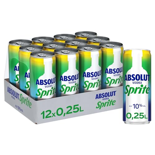 Absolut Vodka Sprite Zitrone-Limette - alkoholhaltiges Mixgetränk aus Wodka und erfrischendem Zitronen-Limetten-Geschmack in stylischen Einweg Dosen (12 x 250 ml) von Sprite