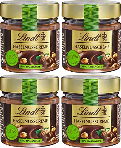 Lindt Haselnusscreme cremiger Brotaufstrich 40% Haselnüsse, glutenfrei 4 x 220g von Sprüngli