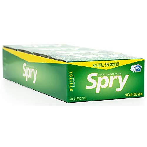 Spry Fresh Natural Xylitol Kaugummi – Zahnpflege Kaugummi ohne Aspartam, Zuckerfrei, Non-GMO, Glutenfrei (Spearmint, 10 Stück – 20 Packung) von Spry