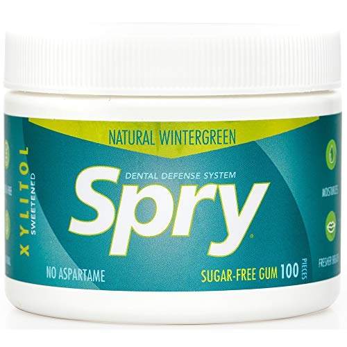 Spry Frischer Natürlicher Xylitol Kaugummi – Zahnfreundliches Kaugummi Aspartamfrei, Zuckerfrei, Nicht-GMO, Glutenfrei (Wintergreen, 100 Stück – 1 Packung) von Spry