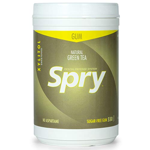 Spry Frischer Natürlicher Xylitol Kaugummi – Zahnfreundliches Kaugummi Aspartamfrei, Zuckerfrei, Nicht-GMO, Glutenfrei (Grüner Tee, 550 Stück – 1 Packung) von Spry