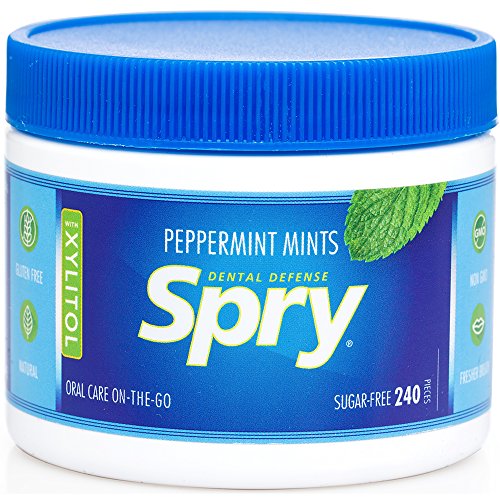 Spry Xylitol Natürliche Pfefferminz Bonbons Zuckerfrei – Fördert die Mundgesundheit, regt den Speichelfluss an, bekämpft Mundgeruch, Nicht-GMO, Glutenfrei, 240 Stück (1 Packung) von Spry