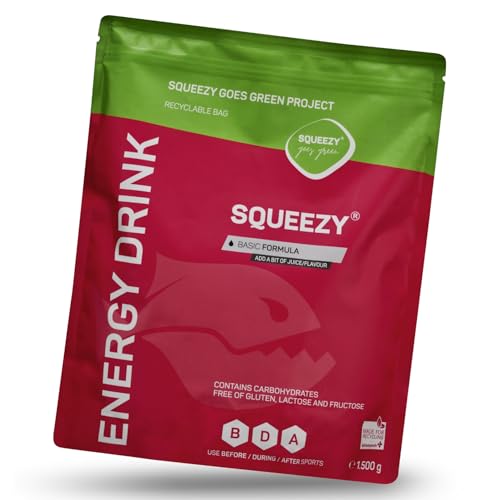 Big Pack Squeezy Energy Drink - Elektrolyte Energy Drink (Basic Formula) 1.500g - ohne Fruktose und mit wenig Süße | Entwickelt für maximale Magenverträglichkeit unter hoher körperlicher Belastung von Squeezy