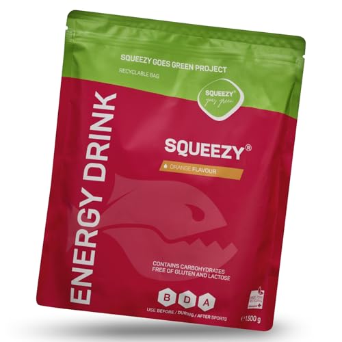 Big Pack Squeezy Energy Drink - Iso Drink Pulver (Orange) 1.500g | Isotonisches Getränkepulver & Sport Getränk für Training & Wettkampf | Energie, Elektrolyte, Kalium, Natrium & leckerer Geschmack von Squeezy